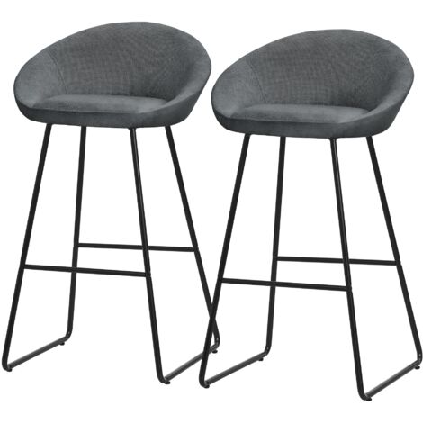ML-Design Set 2 Sgabelli da Bar Antracite, Rivestimento in Tessuto, 75 ...