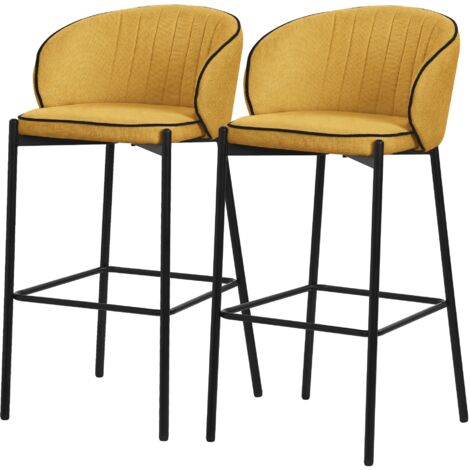 Set Di 2 Sgabelli Rotondi Con Rivestimento in Tessuto Elegante Anello