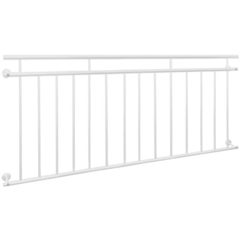 ECD Germany Ringhiera Balcone Francese - 90 x 184 cm con 14 Barre - Bianco - in Acciaio Verniciato - Supporto Protezione Finestre Griglia Parapetto Balaustra Inferriata a Sbarre Recinzione da Terrazza