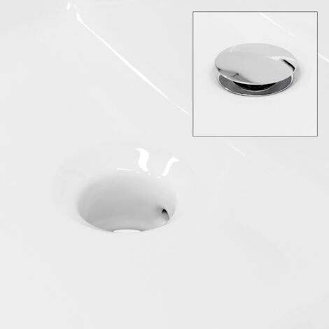 Lavabo Da Appoggio In Ceramica Bianco Rettangolare ECD Germany, 515x360x130 Mm, Con Set Di Scarico In Ottone Cromato