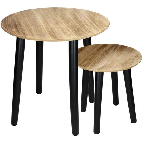 Set 2 tavolini da caffè bassi rotondi salotto soggiorno moderno tavolino legno