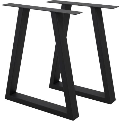 ECD Germany Gambe da Tavolo 2 Pezzi Struttura Tavolo 60 x 72 cm in Acciaio Verniciato a Polvere Nero Telaio da Tavolo Design Industriale Telaio Gambe Industriali Set Piedini Trapezoidali per Tavoli