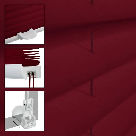 ECD Germany Tenda Plissettata per Finestre e Porte Klemmfix a Rullo 65 x  100 cm Bordeaux