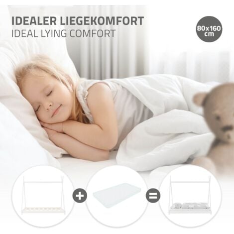 ML-Design Lettino per Bambini e Bambine Design Tepee con Rete Telaio a  Doghe 80 x