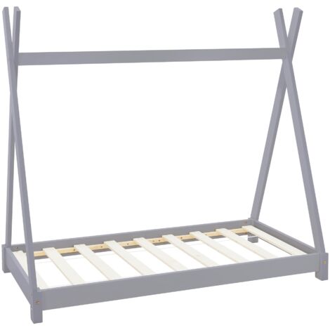 Lettino Per Bambini ML-Design A Forma Di Tepee - Legno Di Pino, 70x140 Cm, Letto Basso Con Rete - Foto 6