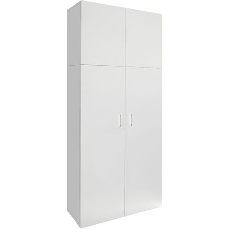 ML-Design Armadio Multiuso con 2 Porte e 5 Scomparti Interni Legno Bianco  Melaminato 80x182,4x37 cm Armadietto Design Moderno Alto per Casa Ufficio  Facile da Montare Versatile e Spazioso