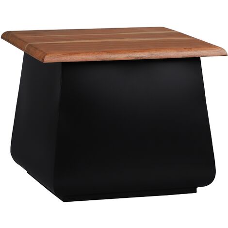 Tavolino basso contenitore da salotto soggiorno 34x95x50 cm nero/legno scuro