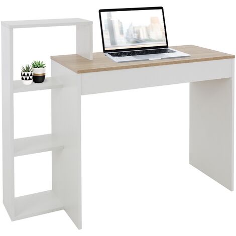 ML-Design Scrivania per Computer PC Laptop con 3 Ripiani 110 x 72 x 40 cm Tavolo da Lavoro per Casa Ufficio Studio Sistema 2 in 1 con Piano in Legno Rovere Sonoma/Bianco Scrittoio Postazione di Lavoro