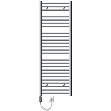 ECD Germany Radiatore Scaldasalviette Elettrico 1200W Termoarredo da Bagno Moderno in Acciaio Cromato - 500 x 1500 mm - Curvo con Attacco Laterale - Scaldasalviette Asciugabiancheria 500x1500 mm 1200W (1/5)