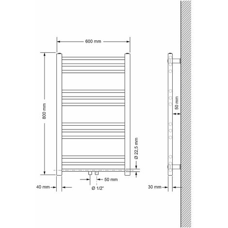 Scaldasalviette Elettrico EMKE 75x40cm, 246W - Termostato, Timer, Bianco, Per Bagno - Foto 8