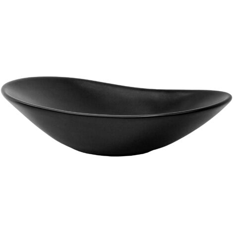 ML-Design Lavabo da Appoggio in Ceramica Nero Opaco 63 x 36 x 15,5 cm Lavandino Ovale Moderno Lavamano con Foro di Scarico e Troppopieno Sanitari Lavello Elegante per Bagno Toilette WC (1/5)