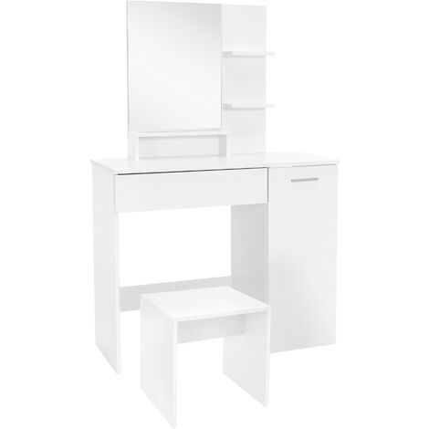 ML-Design Tavolo Mobile da Toeletta Specchio Ribaltabile Postazione Trucco  Make-Up 60 x 40 x 122 cm Organizzatore Cosmetici Specchiera Portaoggetti  con Sgabello Imbottito Design Moderno Bianco : : Casa e cucina