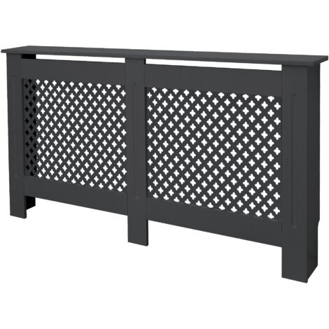 ECD Germany Copricalorifero Copertura Radiatore in Legno MDF Laccato con Motivo a Nido d'Ape 152 x 19 x 82 cm Copritermosifone Protezione per Radiatore con Piano d'Appoggio Mensola Superiore Antracite (1/5)