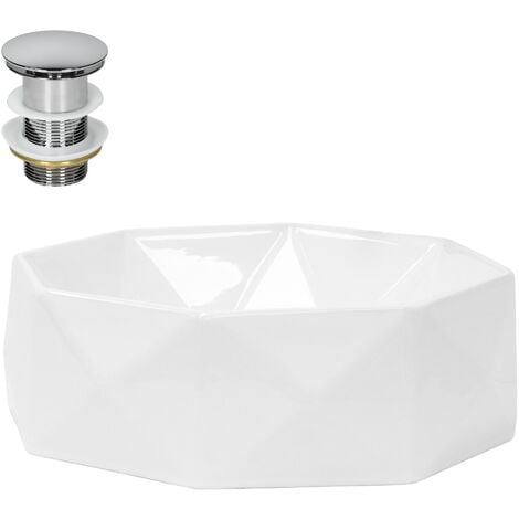 Scarico Lavabo Ibergrif Con Troppopieno - Ceramica Bianca, Piletta Automatica, Per Lavandino Bagno - Foto 11