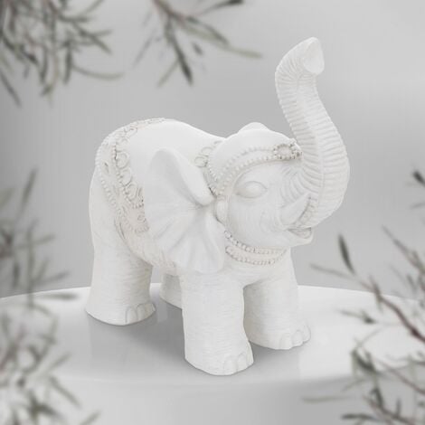 ML-Design Statuetta Decorativa a Forma di Elefante Bianco 36 x 19
