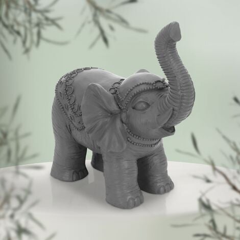 ML-Design Statuetta Decorativa a Forma di Elefante Grigio 36x19x39 cm Stile  Orientale Resistente alle Intemperie