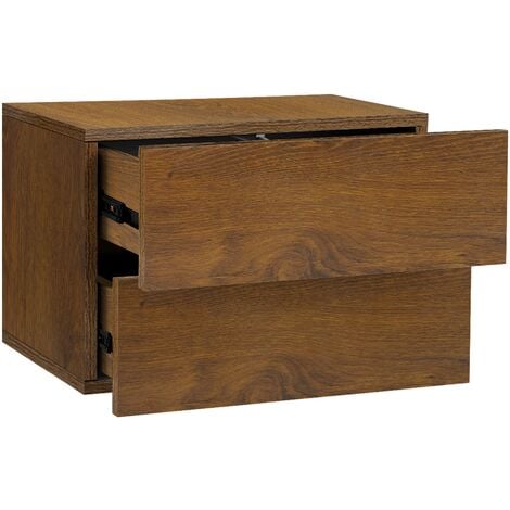 Comodino sospeso nero con 1 cassetto in legno antico / Console