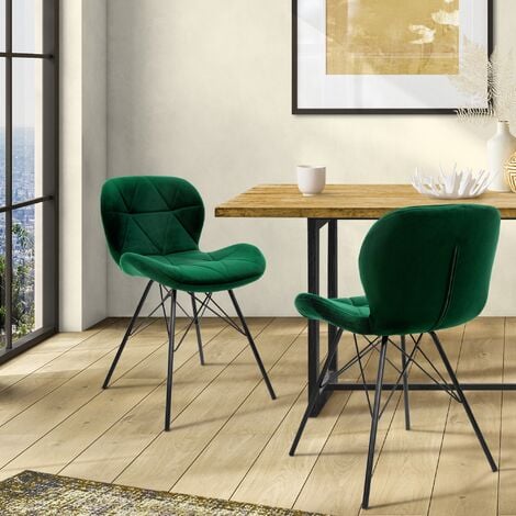 ML-Design Set di 2 Sedie per Sala da Pranzo Verde Scuro con