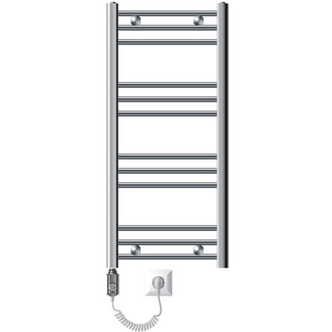 LuxeBath Radiatore Elettrico Sahara 40 x 80 cm Acciaio Cromato Termosifone con Elemento Riscaldante 600W Display Digitale Calorifero Moderno Arredamento Termico Scaldasalviette per il Bagno