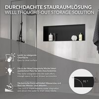 BWE Nicchia per doccia a parete in acciaio inox, 30,5 x 61 cm, senza montatura, mensola da incasso per bagno, doppi ripiani, nicchia per bagno, senza piastrelle, colore nero