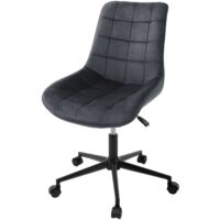 ML-Design Sedia da Scrivania Sedile in Velluto Sgabello Girevole Grigio Struttura in Metallo Sedia da Ufficio Ergonomica Sedia Imbottita con Schienale Regolabile in Altezza Girevole a 360° 5 Rotelle