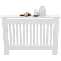 ECD Germany Copritermosifone MDF 112x19x82 cm Rivestimento del Radiatore Verniciato Bianco Copertura del Radiatore Stile Casa di Campagna Copricalorifero Coperchio Radiatore in Legno Protezione