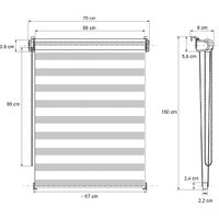 ECD Germany Tenda a Rullo Doppia Oscurante - 70x150 cm - Grigio Chiaro -  Klemmfix - Duo Rollo - Senza Fori - Protezione Sole Giorno Notte Persiana  Avvolgibile Righe Orizzontali con Materiale Montaggio