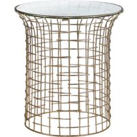 WOMO-DESIGN Tavolino da caffè Rotondo Leeds Ø 40 cm Altezza 45 cm Piano in Vetro Rimovibile Telaio in Metallo Oro Design Moderno Tavolo Basso Decorativo Soggiorno Salotto Divano Camera da Letto