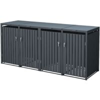 ML-Design Copribidone per 4 Bidoni di Spazzatura 4 Contenitori Pattumiera Cassonetti Rifiuti 240L 264 x 80 x 116,3 cm Box in Acciaio Verniciato a Polvere Antracite Richiudibile Coperchio Ribaltabile