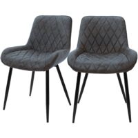 ML-Design Set di 2 Sedie per Sala da Pranzo Antracite con Schienale Sedia per Cucina con Rivestimento in Ecopelle Imbottita Gambe in Metallo Sedia Salotto Soggiorno Materiale Traspirante e Morbido