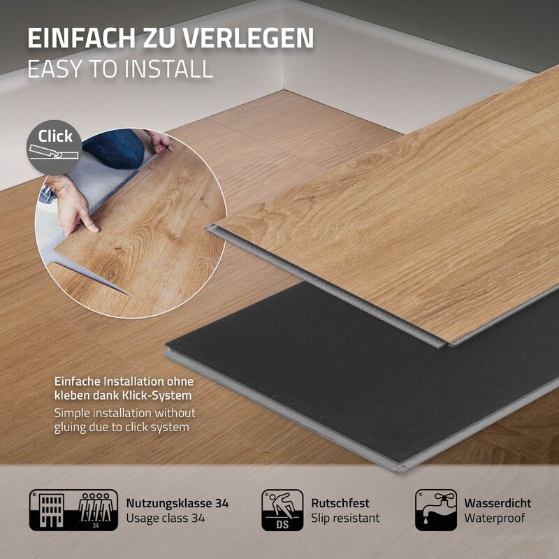 ML-Design Suelo Vinílico Adhesivo de PVC 9,2m² Color Roble Marrón Grosor  2mm Planchas de Vinilo Autoadhesivas 91,5x15,3cm 64x Láminas Aspecto Madera  Antideslizante Impermeable Fácil Instalación