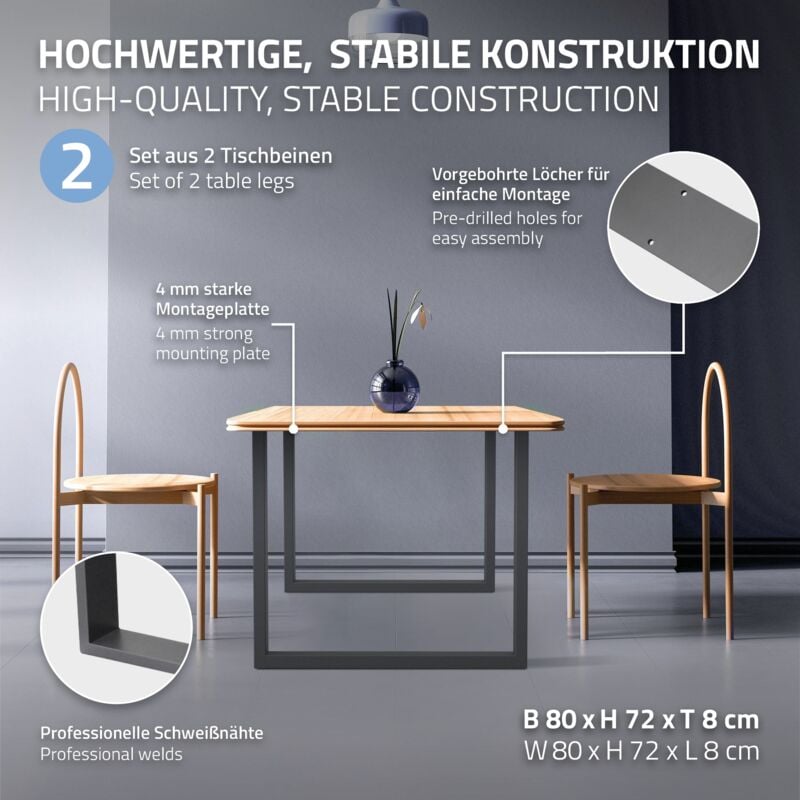 2x Conjunto De Patas De Mesa Industriales 80 X 72 Cm Gris Ecd Germany con  Ofertas en Carrefour