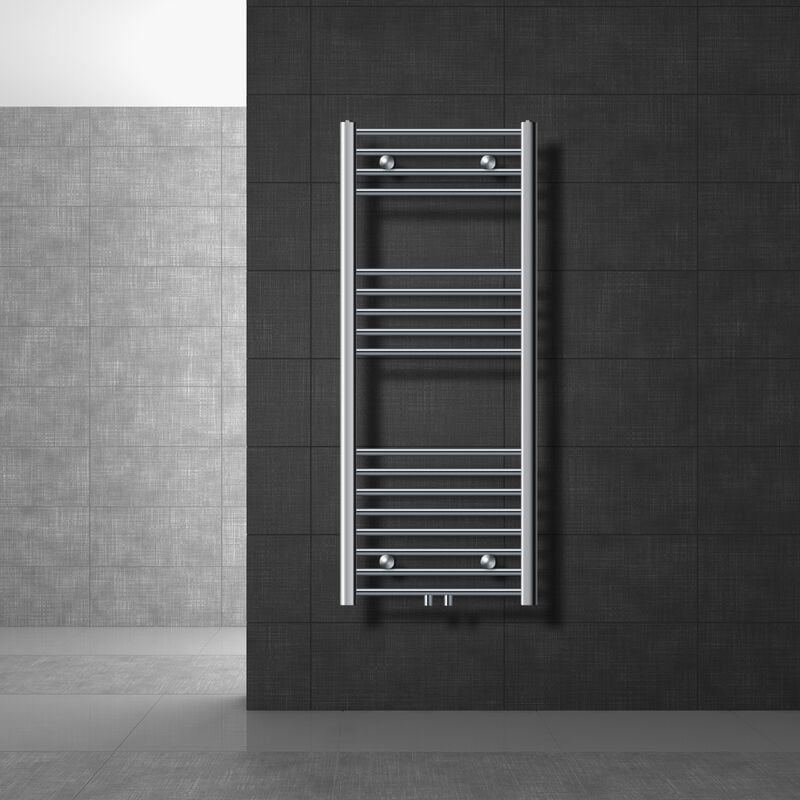 Radiador De Baño 500 1200 mm cromo ecd germany plano central calentador secador toallero sahara 500x1200mm