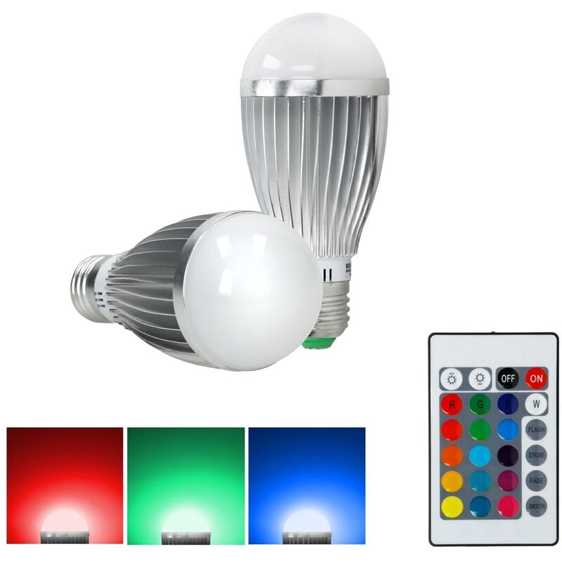 Ecd Germany 1 paquete e27 bombilla led rgb 9w ajustable ac 220240v 16 colores hasta 845 120 ° de haz incl. control remoto ir 24 9