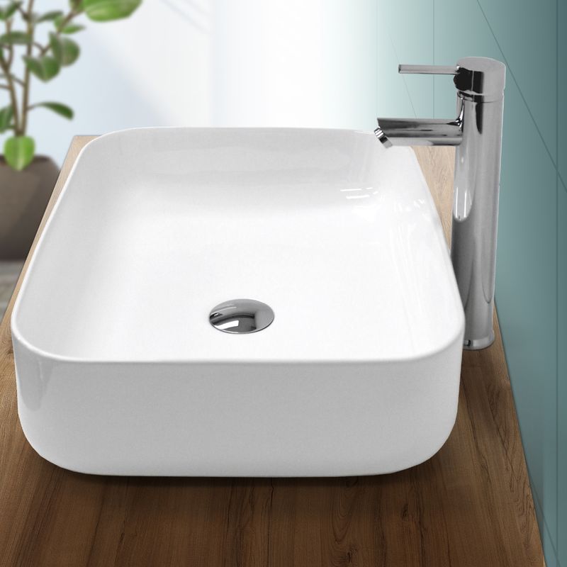 Lavabo cerámica moderno cuadrado lavamanos común aseo de baño blanco 505x395 mm