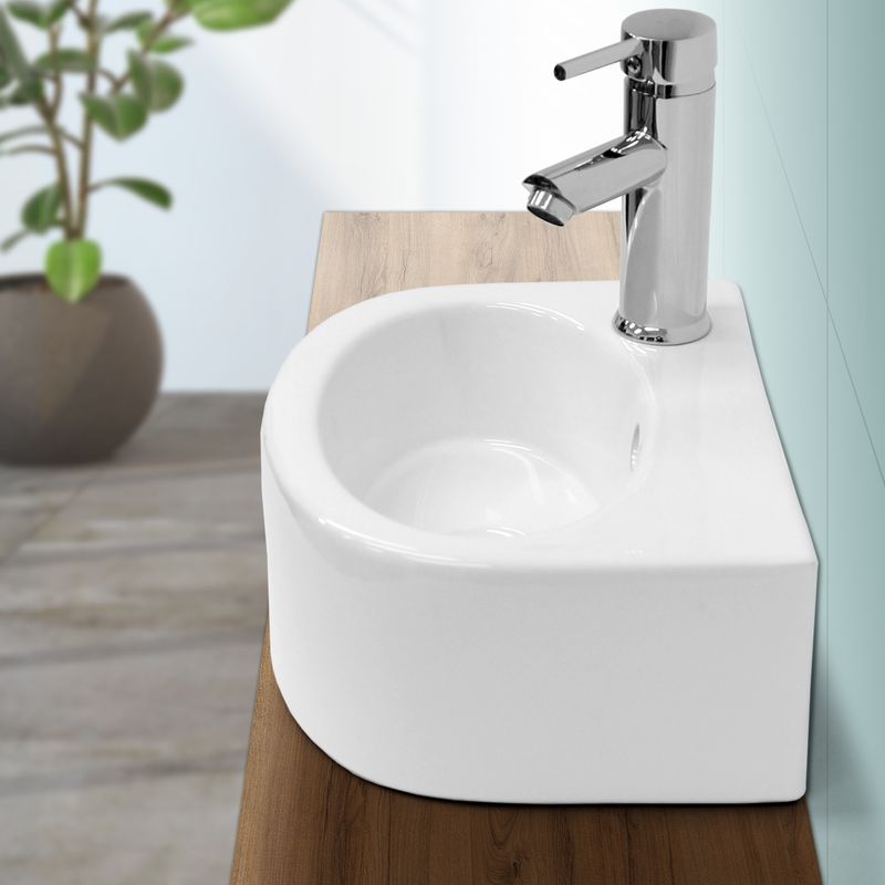 Lavabo cerámica baño cerámica pila lavamanos sobre encimera aseo 335x255x130mm