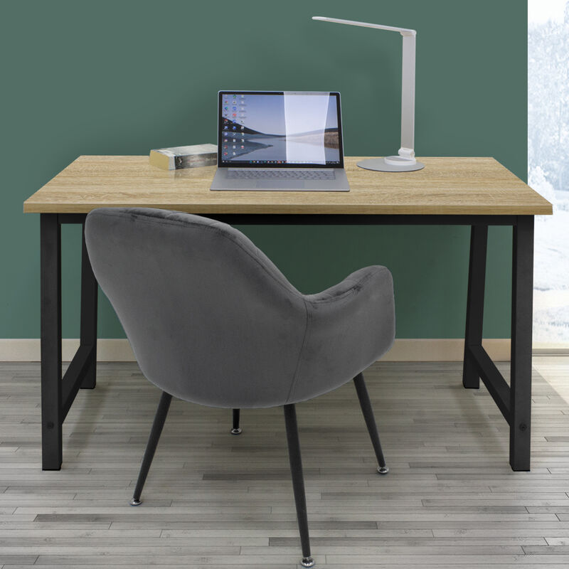  Escritorio de madera industrial para ordenador con marco de  metal, moderno y resistente, escritorio de oficina estable, mesa de  escritorio con estación de trabajo para el hogar y la oficina. 