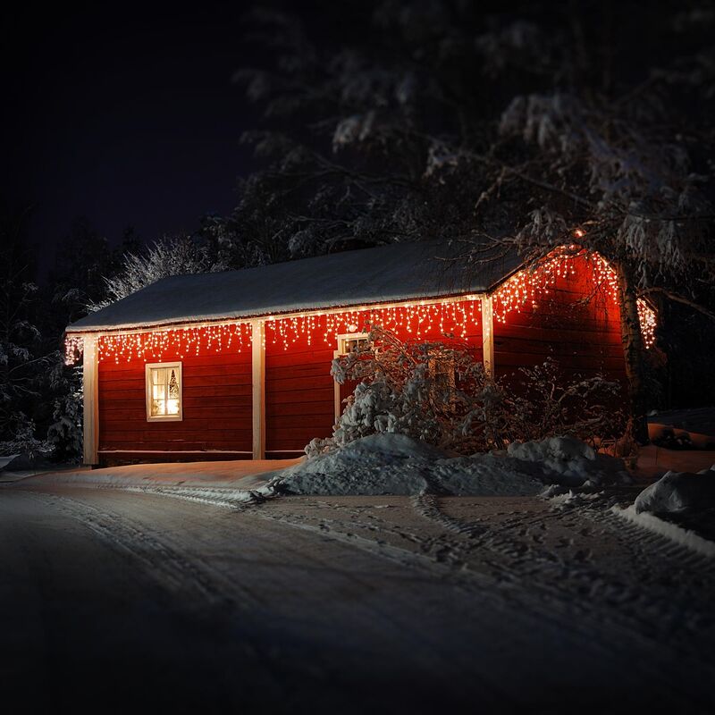 Luces De Navidad ecd germany cortina luz 360 leds 2w pvc negro con 12 m blanco en cadena interior ip44 12m 360leds