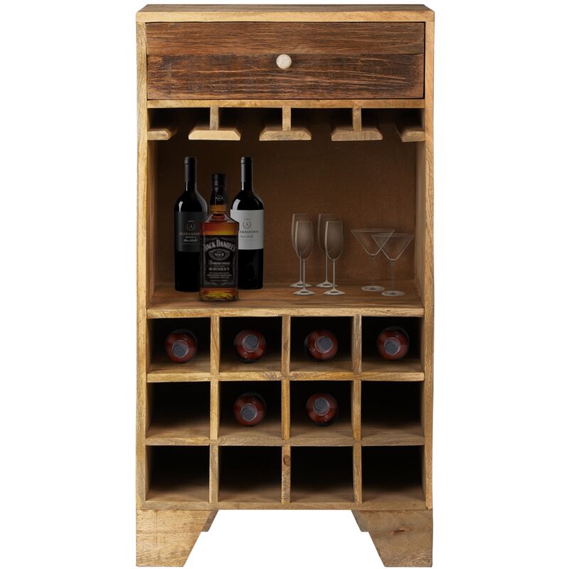 Mueble Botellero Womodesign madera tropical natural 50 x 95 40 cm comoda con estante y bar bufet 12