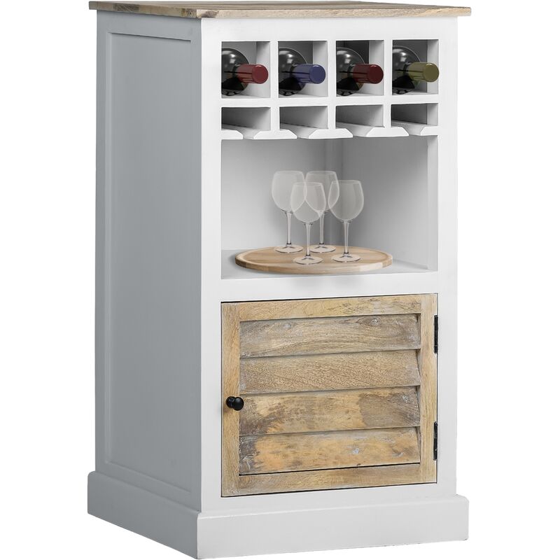 Mueble Botellero Womodesign blanco madera tropical y mdf 55 x 95 42 cm comoda con estante bar minibar en 4