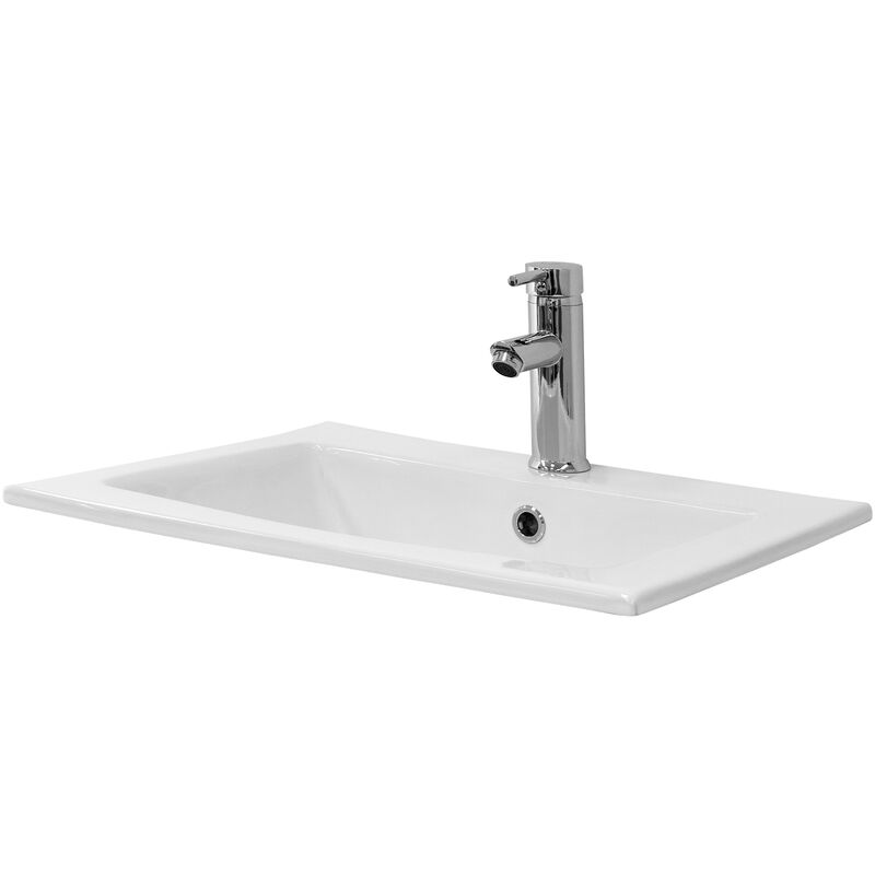 Lavabo cerámica lavamanos común pila para aseo de baño rectangular 525x210x450mm