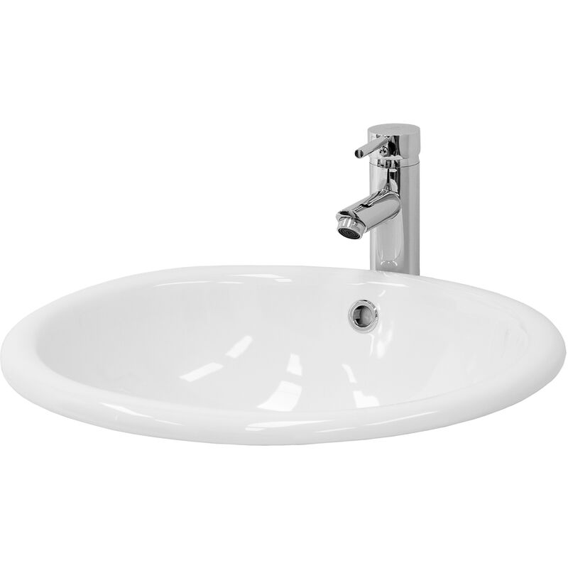 Lavabo cerámica lavamanos común pila para aseo de baño ovalado 49x19,5x40,5cm