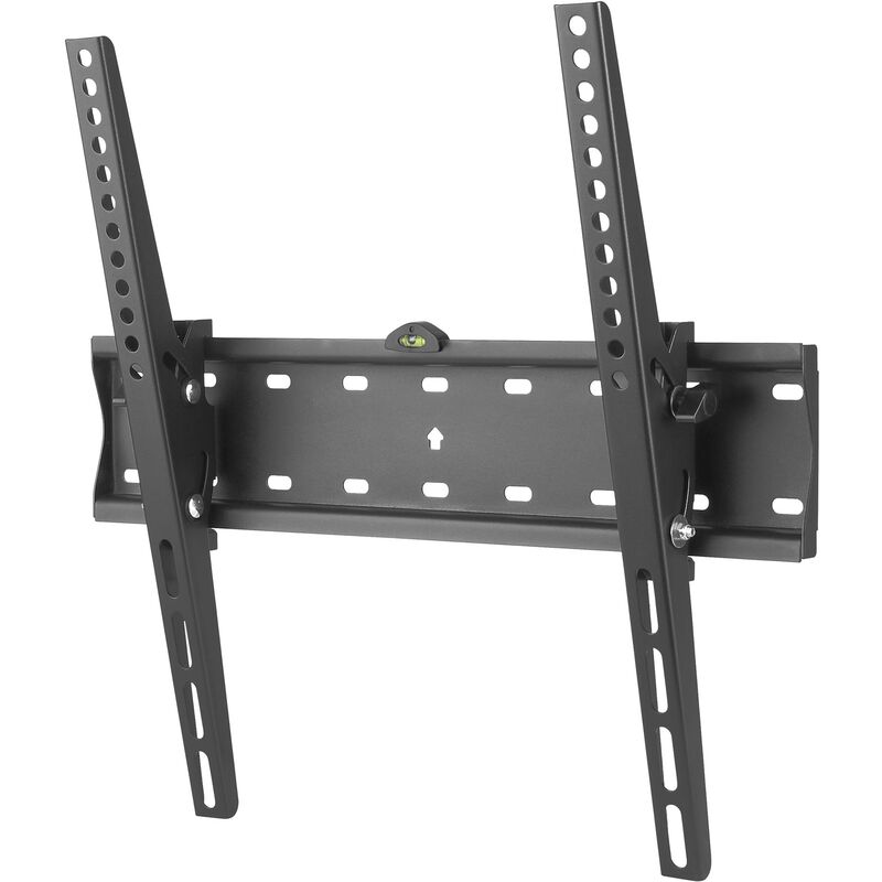 Soporte de pared para monitor de LCD LED plasma inclinable regulable 32"-55;<strong>Descripción del producto:</strong><br /> El montaje del televisor es más fácil. Soporte de pared para TV, perfecto para optimizar el espacio colgando el televisor y maximizar la experiencia visual. Con este soporte, aportas un plus de diseño a la habitación. La función de seguridad de este soporte de pared garantiza que el televisor se mantenga en su sitio y que no se desenchufe accidentalmente. El soporte se monta perforando la pared con varios tornillos.<br /> Soporte de TV adecuado para televisores de pantalla plana de 32 a 55 pulgadas (81 a 140 cm). Agujeros VESA compatibles: hasta un máximo de 400x400mm. Por favor, compruebe el tamaño, el peso, el VESA y la pared del televisor antes de comprarlo. Este soporte de TV está a sólo unos 5 centímetros de la pared, lo que le da a su TV un aspecto agradable y limpio y le permite ahorrar espacio. Diseñamos nuestros productos con materiales robustos para aumentar su durabilidad. Este soporte está hecho de metal.<br /> Los dos raíles se pueden ajustar en anchura para que puedas adaptarlo perfectamente a tu dispositivo. Además, puede ajustar fácilmente la inclinación del soporte y, por tanto, también la de su televisor en +/- 12° con un tornillo de ajuste en cada lado. Para un ángulo de visión perfecto. El sistema de montaje universal VESA es una dimensión estándar para los soportes de pared. Puedes encontrar fácilmente los cuatro agujeros en la parte trasera de tu televisor. Este soporte tiene un sistema universal que se adapta a todas las marcas de televisores del mercado. Este soporte de pared para TV tiene un nivel de burbuja incorporado, por lo que es casi seguro que no colgará su TV torcida.<br /> <br /> <strong>Características:</strong><br /> Nivel de burbuja integrado<br /> Apto para televisores de hasta 55 pulgadas<br /> Anchura ajustable de los raíles de montaje<br /> Inclinable hasta 12° hacia arriba y hacia abajo<br /> Pomos de fácil agarre: para una rápida inclinación y bloqueo<br /> Nivel de burbuja integrado: garantiza la alineación<br /> <br /> <strong>Contenido:</strong><br /> 1x soporte de pared para TV<br /> 1x material de montaje<br /> <br /> <strong>Datos técnicos:</strong><br /> Material: Aluminio / Acero<br /> Color: Negro<br /> Tipo de montaje: estándar VESA<br /> Compatibilidad VESA (mm) 200 x 200, 400 x 200, 300 x 300, 400 x 400<br /> Inclinable: +/- 12°<br /> Longitud del soporte de pared: aprox. 44,3 cm<br /> Anchura del soporte de pared: aprox. 10 cm<br /> Anchura del carril de montaje (ajustable): de 10 a 40 cm aproximadamente<br /> Peso máximo de la unidad: 40 kg<br /> Perfil 53 mm