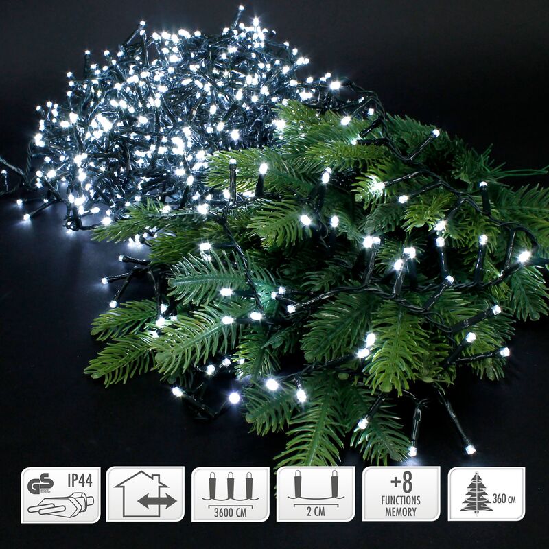 Cadena de luces navideñas árbol de navidad 36m 1800 LED Luz exterior interior