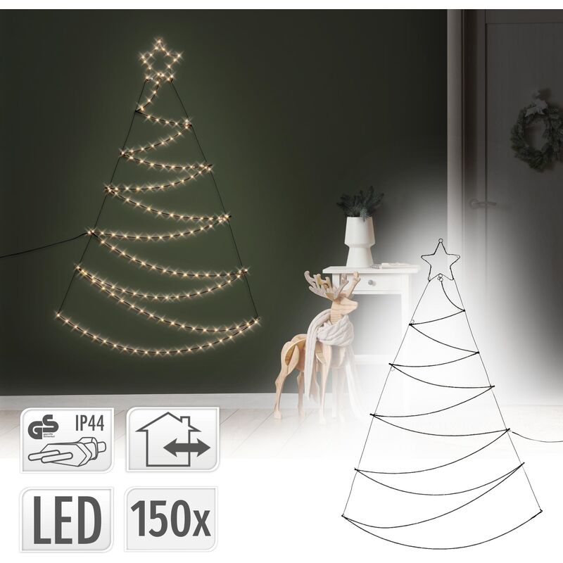 Navidad Ambiance Con 150 luces negro 89x150cm decoración festiva estrella 150leds 100x150cm