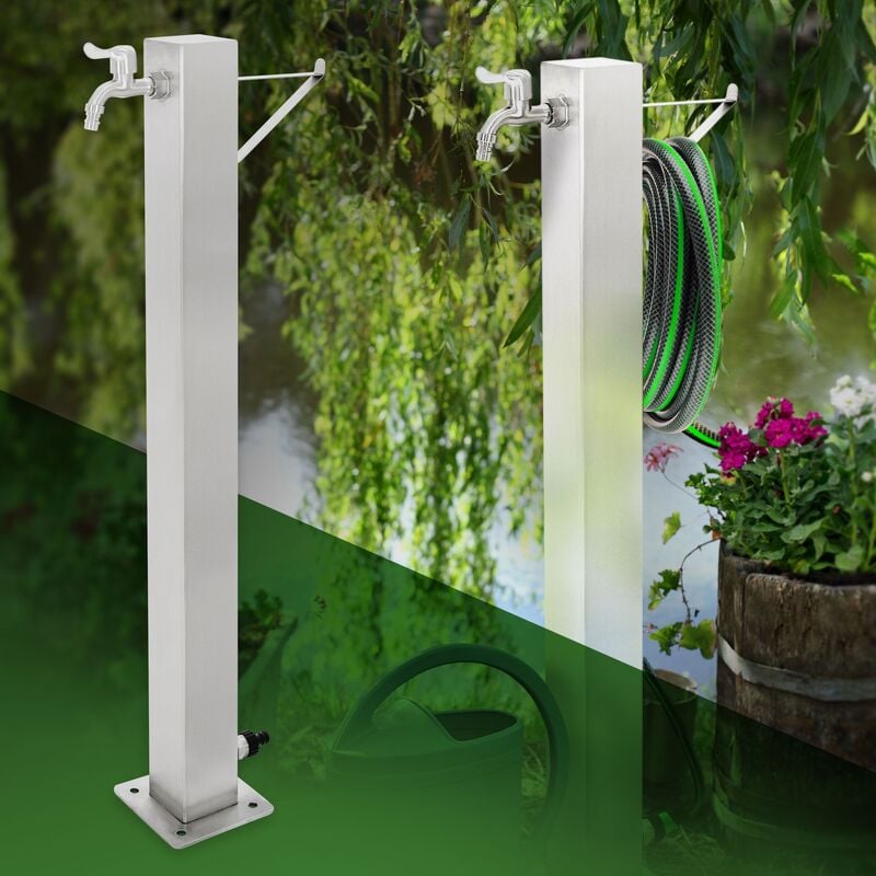 Columna De Agua para acero inoxidable fuente plateado patio 8 x 95 cm ecd germany en grifo independiente cuadrada