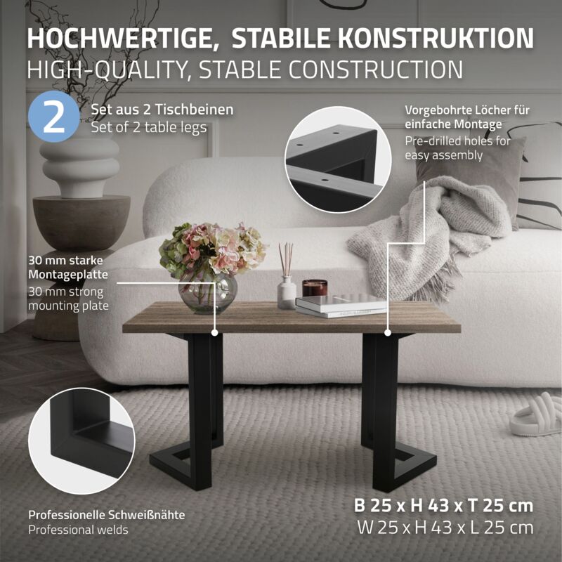 2x Patas De Mesa De Centro 40 X 43 Cm Negro Ml-design con Ofertas