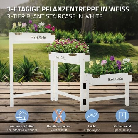 ML-Design Juego de 3 Soportes para Plantas de Metal Dorado Pedestal de Pie  30 / 60 / 90 cm Jardinera para Interior o Exterior Estilo Industrial  Decorativo Construcción Robusta y Estable para Flores