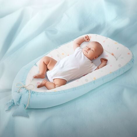 Joyz Nido de Bebé 90x50 cm Dos Caras Cuna de Algodón Hipoalergénico Diseño  Flores Blanco Cama