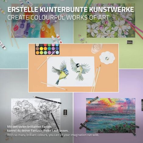 ECD Germany Estuche de Pintura de 109 Piezas Maletín de Madera Kit de Arte  y Dibujo